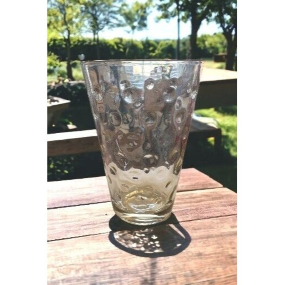 Vintage Vase Large Clear Crystal Crafted Dimpled Inverted Dot Design Decor MCM